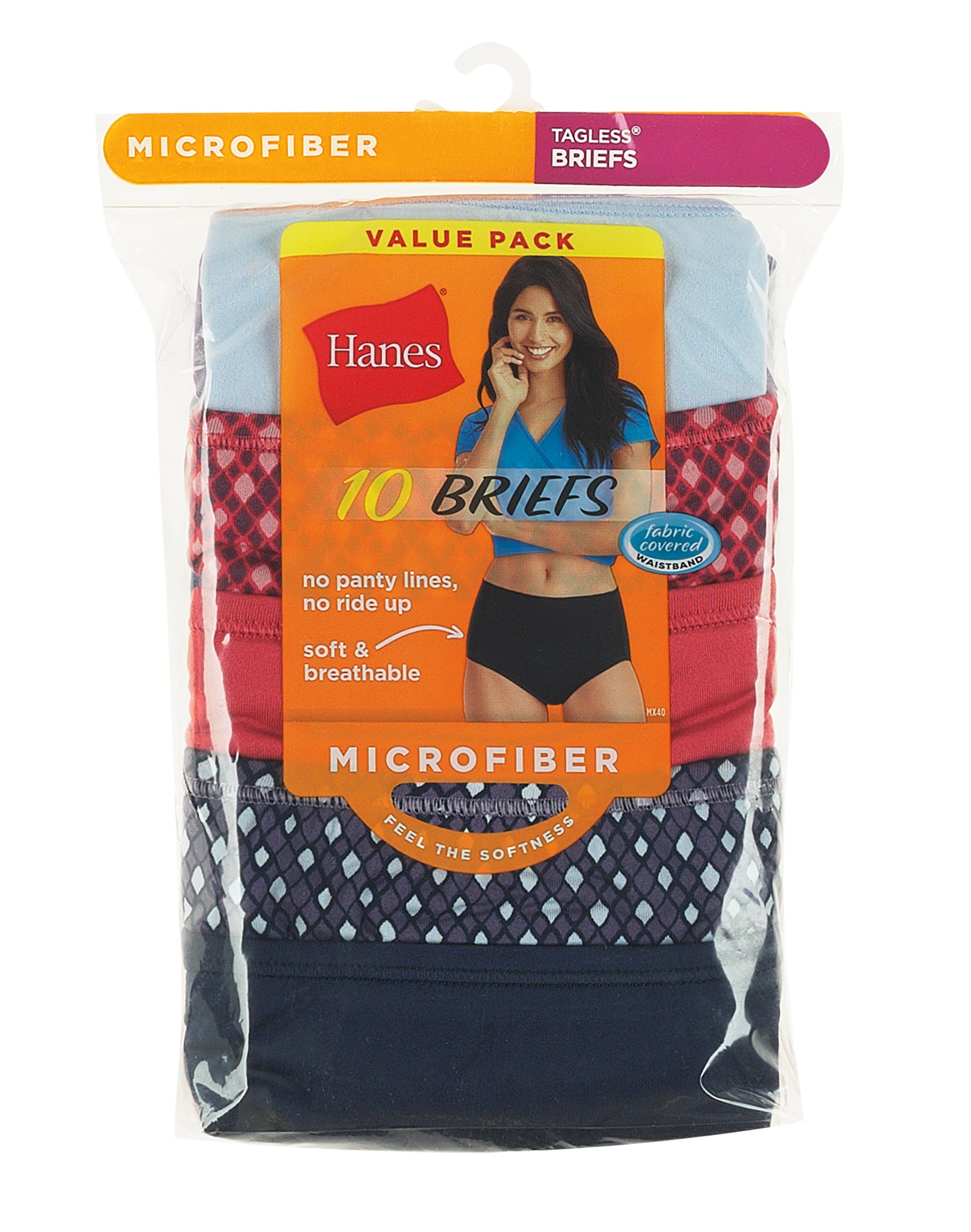 Hanes Women's Brief Underwear, Moisture-Wicking, 10-Pack Assorted
