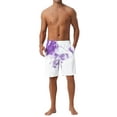 thumbnail image 2 of INSPIRE CHIC Mens Summer Colorful Tie-dyed Pattern Drawstring Elastic Waist Board Shorts 38 Purple White, 2 of 5