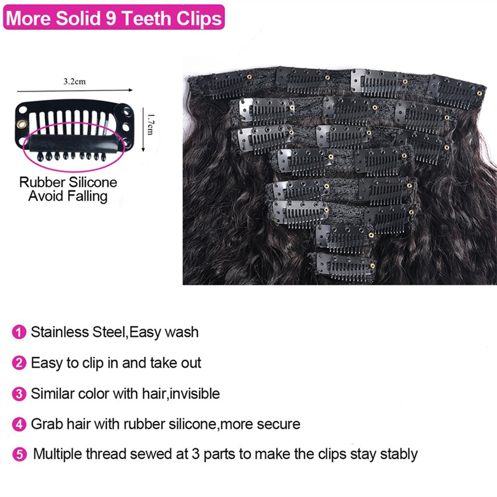 8Pcs Kinky Straight Clip In Human Hair Extensions Remy Hair Full Head Straight Clip in Real Human Hair for Black Women Brazilian Human Hair