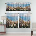 thumbnail image 5 of Pastoral Floral Plant Curtain Valances Set Sage Green Eucalyptus Leaves White Kitchen Curtains 24&nbsp;inch Length Rod Pocket Valance and Tiers 3 Piece Set Small Bedroom Bathroom Laundry Decor, 5 of 9
