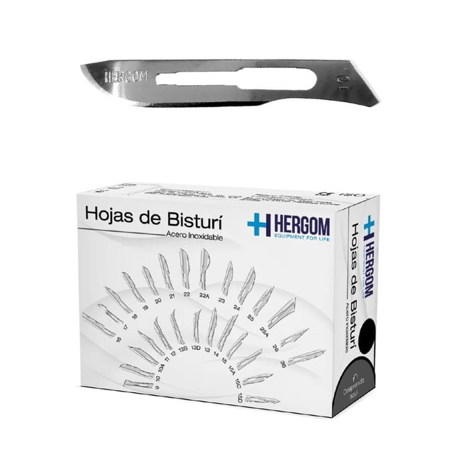 Hojas P/ Bisturí No. 10 Hergom Acero Inoxidable 100 Piezas
