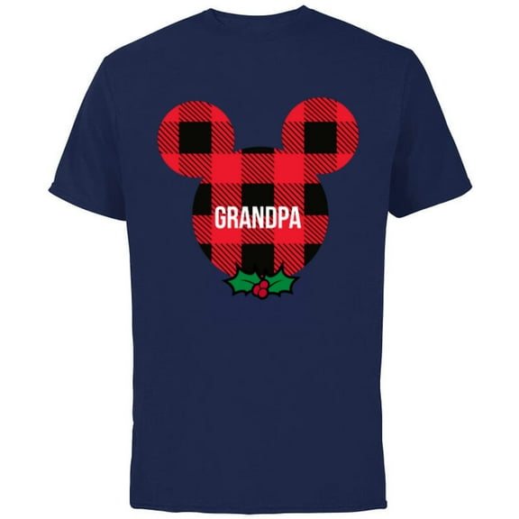 Disney Mickey Mouse GRANDPA Holiday Family - Short Sleeve Cotton T-Shirt for Adults - Customized-Navy