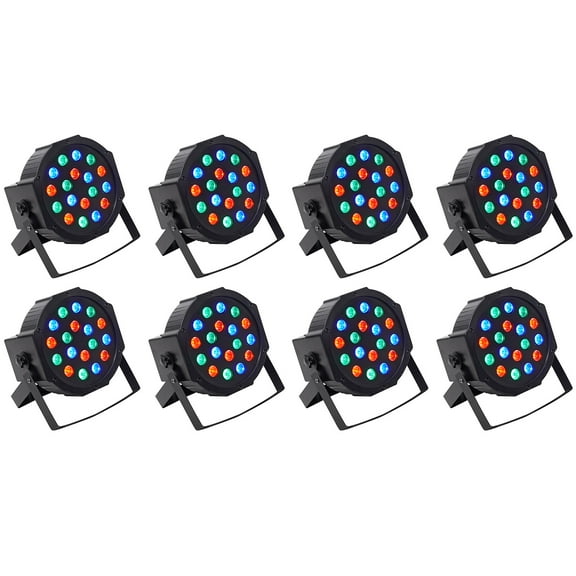 (8) Rockville RockPAR50 LED RGB Compact Par Can DJ/Club DMX Wash Lights