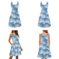 thumbnail image 4 of Jiueut Blue Dandelion Pattern Couple Matching Outfits Men's Casual Hawaiian Shirt or Women's Sleeveless Mini Dress Flare Sundresses, Breathable for Luau Camping Cruise Beach, 2XL, 4 of 5