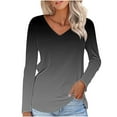 thumbnail image 2 of Uootdi Long Sleeve Shirts for Women Casual Gradient Print V Neck T-Shirts Pullover Loose Womens Fall Tops Tunic Tees Gift Bouses, 2 of 4