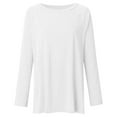 thumbnail image 5 of Idoravan Womens T Shirts Long Sleeve Crew Neck Basic Tee Women Casual T-Shirt Loose Long Sleeve Tops Solid Blouse White M, 5 of 5