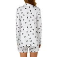 thumbnail image 3 of HUBERY Women Lapel V Neck Tree Pattern Long Sleeve Pocket Sleepwear Set, 3 of 8