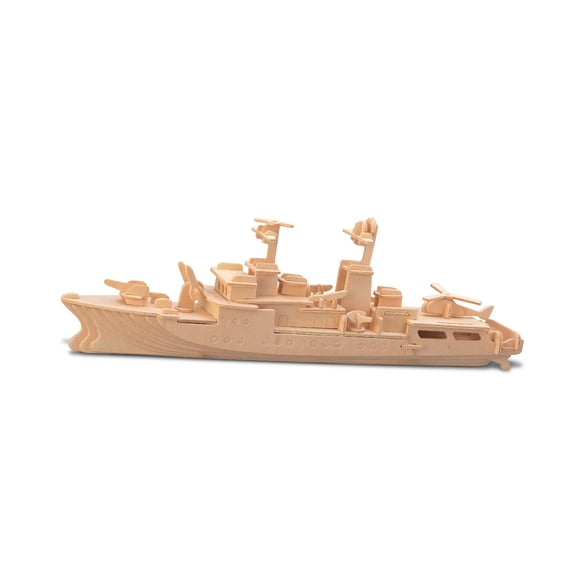 Puzzled 3D Puzzle Destroyer Warship Wood Craft Construction Kit Fun & Educational DIY Wooden Toy Assemble Model Unfinished Craft Hobby Navy Ship Puzzle to Build & Paint for Decoration 106pcs Pack