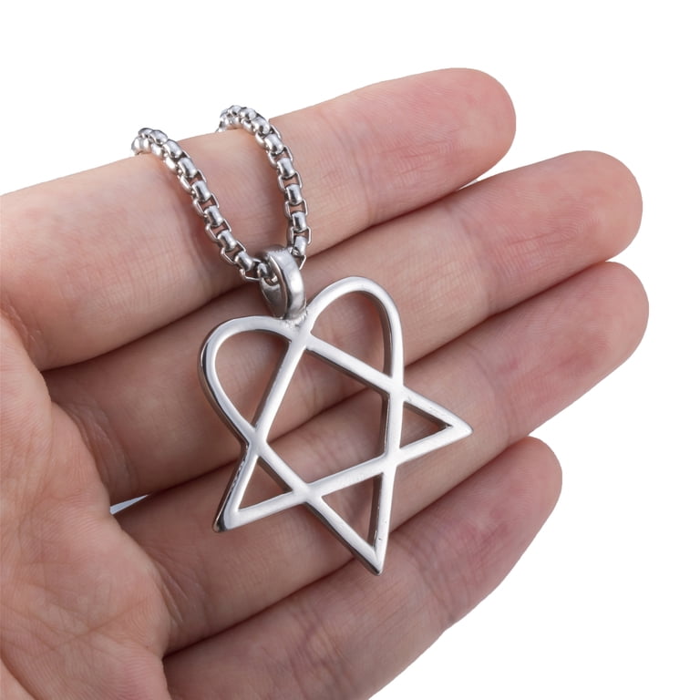 HEART GRAM Heartagram Neckalce for Mens Womens Stainless Steel Pendant