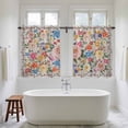 thumbnail image 4 of Boho Pink Flowers Tier Curtains 54 Inch Length, Colorful Floral Spring Vintage Botanical Cafe Short Curtains for Bathroom Over Sink, Small Kitchen Curtain Light Filtering Drapes 2 Panels 27.5"Wx54"L, 4 of 8