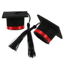 EXHUMKY 2-Pack Red Felt Mini Graduation Caps with Tassels for Party Decor, Graduation Celebrations, and Holiday Events
