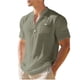 thumbnail image 2 of Ceisia Men's Slim Fit Short Sleeve Henley Shirt with Chest Pocket Casual Summer Top Army Green M Gifts, 2 of 9