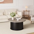 thumbnail image 6 of Ataucjin Round Coffee Table,32inch Mid Century Modern Coffee Table with Metal Base, Fluted Center Table for Living Room, Home Small Space, Apartment, 6 of 7
