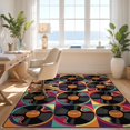 thumbnail image 3 of Design&I 8'x10' Washable Area Rug Snag-Free Vinyl Cd Record Music Retro Groovy Swirl Border Tapete Redondo Wet Flowing for Dining Room, Large Office, Lounge, 3 of 7