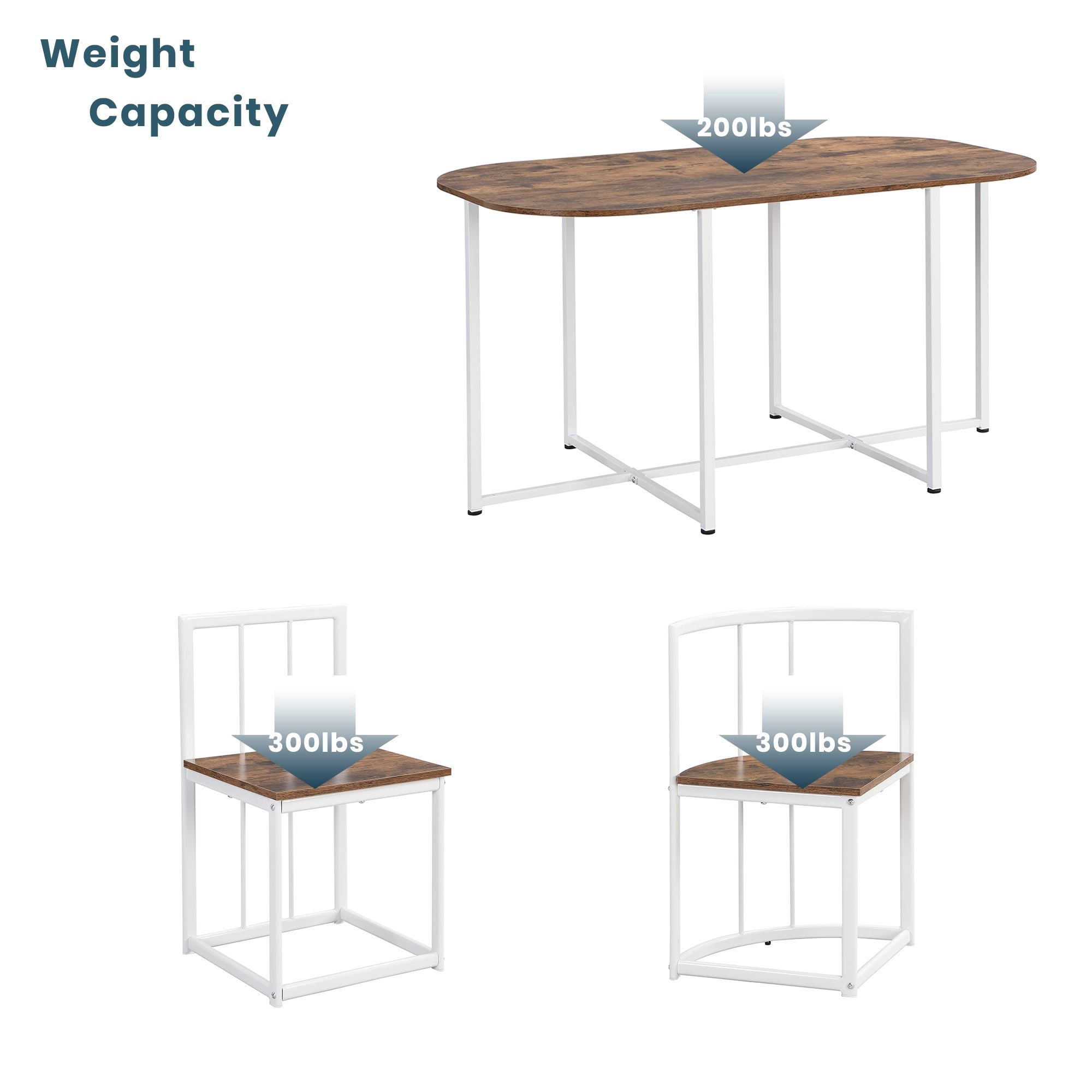 Aukfa 7 Piece Dining Table Set for 6, 55" Faux Marble Dinning Room Table with 6 Chairs, Metal Frame, Brown