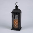 thumbnail image 1 of Gerson 42026 - 12.8" Black Mesh Metal Lantern Wavy Edge Battery Operated LED Resin Candle Light with Timer, 1 of 1