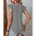 thumbnail image 5 of Blusa de manga corta con volantes Blusa de manga corta con escote en V y estampado de rayas para mujer, 5 of 5