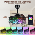 thumbnail image 5 of AFANQI 42" Black Modern Fandelier Ceiling Fan with Light Remote, Retractable Bluetooth Ceiling Fan with 7 Colors Silent Motor Crystal Chandelier, 5 of 16