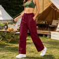 thumbnail image 4 of Maplenight Womens Hiking Pants Lightweight Quick Dry Cargo Pants Elastic Waist Wide Leg Pants Outdoor Travel Casual Trousers with Multi Pockets, 4 of 9