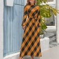 thumbnail image 3 of Vestido largo de cuadros vichy naranja y negro para Halloween vestidos de verano para mujer 2024 Vestidos, 3 of 4