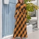 thumbnail image 3 of Vestido largo de cuadros vichy naranja y negro para Halloween vestidos de verano para mujer 2024 Vestidos, 3 of 4
