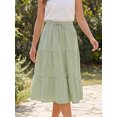 thumbnail image 4 of DARING DIVA Women's Gingham Drawstring Waist Tiered A-Line Midi Skirt S Yellow Green, 4 of 8