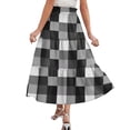 thumbnail image 5 of Midi Skirts For Women Drawstring High Waist Tiered Skirt Elastic Buffalo Plaid Print Loose Skirts Flowy A-Line Skirt With Side Pockets Gray XL, 5 of 5