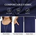 thumbnail image 5 of Asklazy Women's Short Sleeve Loose Plain Maxi Dresses Casual Long Dresses with Pockets,Mother's Day,Navy blue,XL, 5 of 11