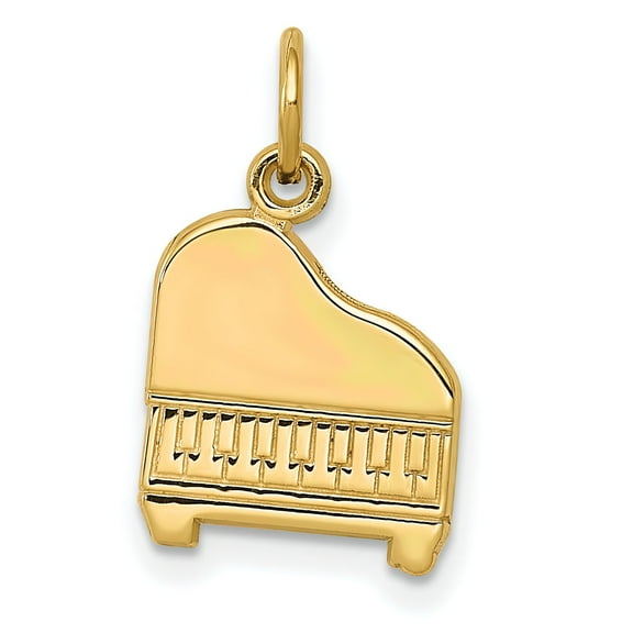 14K Yellow Gold Piano Charm Music Pendant Jewelry