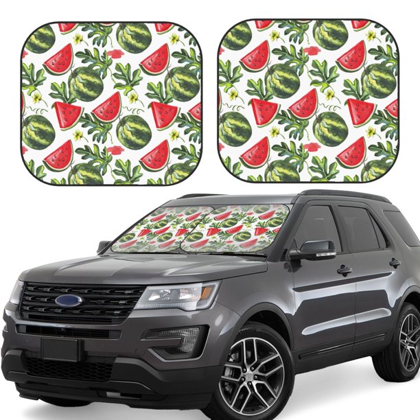 Balery Watermelons Parasol para parabrisas de coche de 2 piezas | Parasol plegable para parabrisas delantero de coche para la mayoría de sedanes-Medium