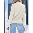 thumbnail image 5 of Women High Neck Oversized Sweaters Batwing Long Sleeve Pullover Loose Chunky Knit Jumper Apricot S, 5 of 8