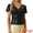 Black, variant on DARING DIVA Women's V Neck Ruffle Sleeve Shiny Metallic Wrap Blouse XS Hot Pink