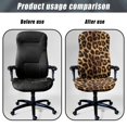 thumbnail image 4 of POLERO Classic Brown Leopard Print Elastic Cloth Office Swivel Chair Protector Cover with Stretch All-in-One High Back Chair Slipcover for Home Office Workspace, 4 of 7
