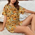 thumbnail image 4 of Gaeub Pumpkins And Sunflowers A Women's Short Sleeve Pajama Set Soft Sleepwear Pjs Short Sleeve Button Down Nightwear with Long Pants-Medium, 4 of 6