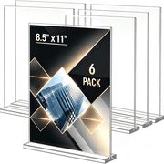 Acrylic Sign Holder 8.5 x 11 inch, 6 Pack Double-Sided Tabletop Display Stand, Clear T Shape Plastic Flyer & Menu Holder for Office, Restaurant, Retail, Wedding