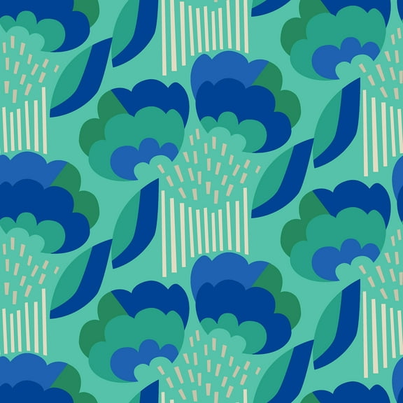Megan Carter Retro Esme Aqua Peel and Stick Wallpaper