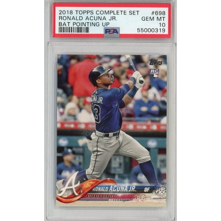 

Graded 2018 Topps Complete Set Ronald Acuna Jr. #698 Bat Pointing Up Rookie RC Baseball Card PSA 10 Gem Mint