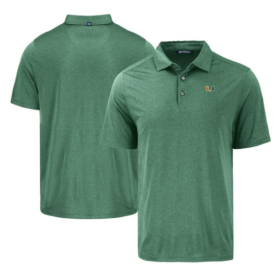 Men's Cutter & Buck Green Miami Hurricanes Coastline Epic Comfort Eco Recycled Polo