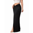 thumbnail image 3 of Jupe Longue Asymétrique Fendue Taille Haute à devant Torsadé pour Femmes, Noire, pour Sortir, 3 of 9
