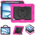thumbnail image 2 of Case for iPad Air 11 inch M3 2025/M2 2024 (7th/6th Gen), 360 Rotating Stand Handle Pencil Holder Shoulder Strap Heavy Duty Shockproof Cover, Rose, 2 of 7