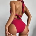 thumbnail image 5 of Gibobby Bañador de Bikini Traje de baño de dos piezas con estampado vintage para mujer Traje de baño de dos piezas Retro Halter Fruncido Frente Cintura a(Rojo,XL), 5 of 5