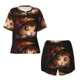 thumbnail image 4 of Picia Animal Cat Pajamas Sets for Women Soft Short-Sleeved Pjs with Lounge Shorts Two Piece Sleepwear-X-Large, 4 of 9