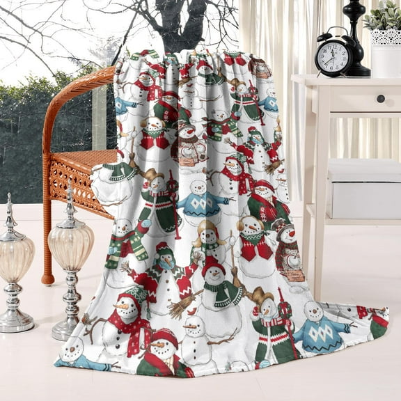 Christmas Throw Blanket 60x80, Flannel Plush, Soft Warm Lightweight Winter Blanket for Couch, Bed, Cabin, Holiday Decor Gift.