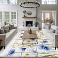 thumbnail image 3 of Non-Slip Rug Pad Rugs Country Flowers Butterflies Rectangle Area Rugs 5x8Ft Soft Carpet Pads for Living Room Kids Room, Yellow Blue Floral on Wood, 3 of 9