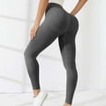 thumbnail image 5 of Yubnlvae High Waist Compression Yoga Pants - Booty Lifting Workout Leggings with Pockets - Thick Squat Proof Fitness Tights (XL-XXL) (Grey | XL), 5 of 7