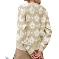 thumbnail image 2 of Floral Knit Women Long Sleeve Button Down Casual Sweater Cardigan, 2 of 6