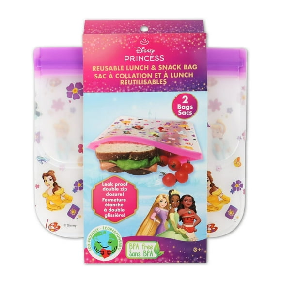 Princess Sac à Collation Réutilisable en PEVA, Lot de 2