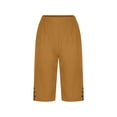 thumbnail image 6 of XuJwPNcy Womens Bermuda Shorts Knee Length Dressy Casual Elastic Waist Cotton Linen Shorts with Pockets Summer Beach Clothes, 6 of 6