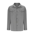 thumbnail image 2 of Men's Long Sleeve Button Down Shirts Vintage Casual Chambray Cargo Shirts Outdoor Hiking Fishing Tops with Pockets, 2 of 5