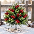 thumbnail image 2 of HWRETIE Artificial topiary Tree with Red Berries,Outdoor Faux Plant with Ground Stakes for Porch,Garden,Patio Holiday Décor, 2 of 8